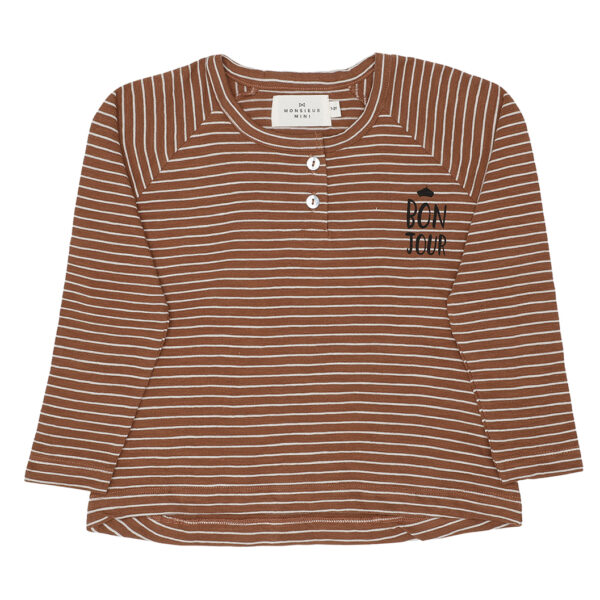 Longsleeved Tshirt stripes bon jour print